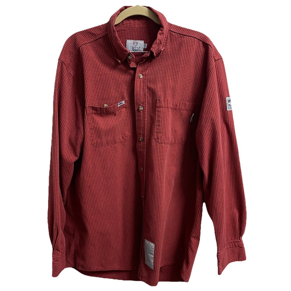 Tyndale Men's FRMC Button Down Red Work Shirt 9‎ CAL 2 CAT  Sz. L